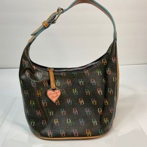 VINTAGE Dooney & Bourke MULTICOLOR COLORFUL Monogram  MINI Hobo AUTHENTICATED